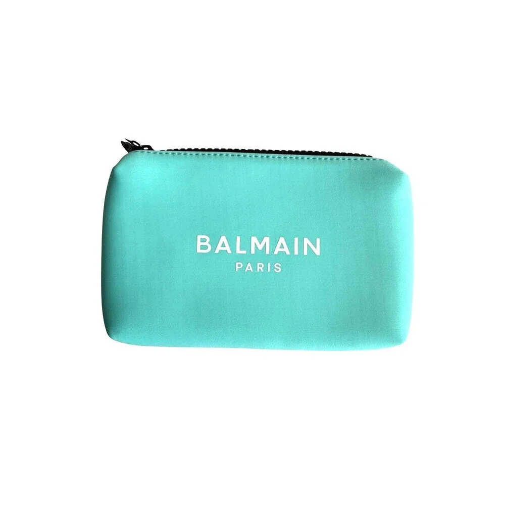 Balmain neoprene cosmetic bag pouch with comb & eye mask NEW
